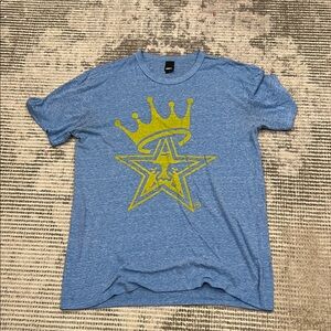 Obey Blue Tee with Yellow Graphic